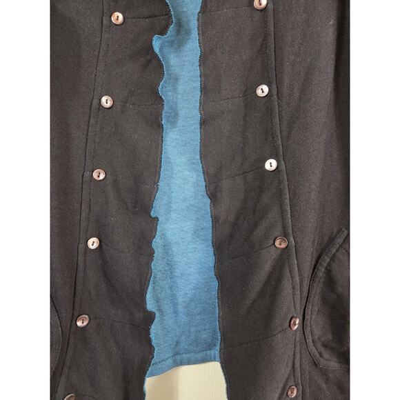 Parsley & Sage Reversible Aqua Blue Black Artsy Boho Knit Cardigan Size Medium - Picture 12 of 16